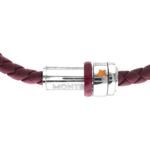 Montblanc Bracelet Le Petit Prince Y3 Burgundy Leather Steel Large 12597068 Wondersmall