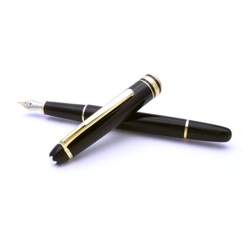 Montblanc 144 Meisterstuck Classique Fountain Pen Black Resin and Gold 90 s with box Wondersmall